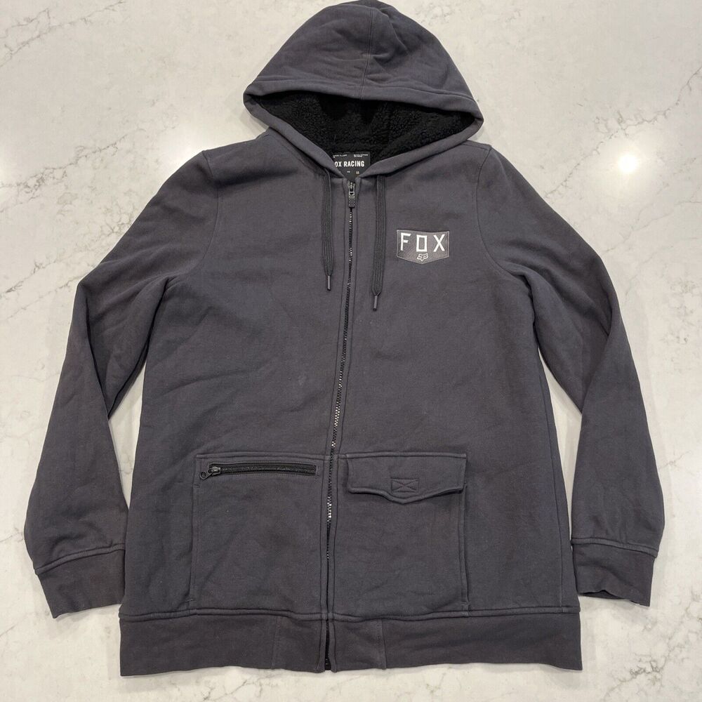 Fox Racing Womens‎ L LIT UP Sherpa Fleece Lined Full Zip Heavy Sweatshirt Hoodie